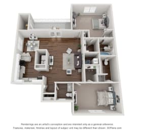 2 beds, 2.5 baths, 1,240 sqft, $1,690