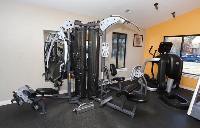 fully-equipped on-site gym with equipment