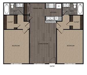 2 beds, 2 baths, 1,008 sqft, $1,350