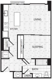 1 bed, 1 bath, 694 sqft, $1,986