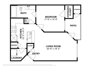 1 bed, 1 bath, 645 sqft, $1,321