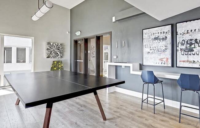 ping pong table in clubhouse