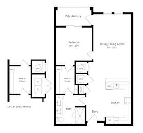 1 bed, 1 bath, 824 sqft, $1,345