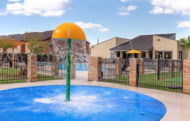 a pool outside of a building