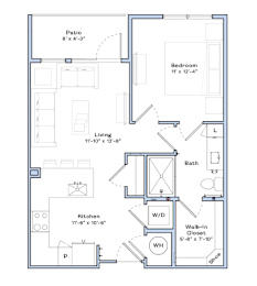 1 bed, 1 bath, 664 sqft, $1,595