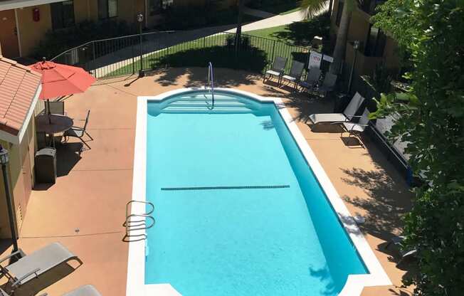 Woodman Lassen Apartments aerial view of pool