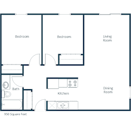 2 beds, 1 bath, 950 sqft, $855