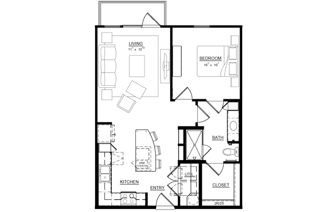 1 bed, 1 bath, 720 sqft, $1,725