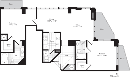 2 beds, 2 baths, 1,176 sqft, $3,111