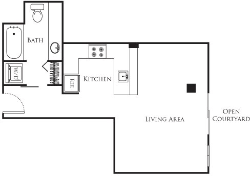 Studio, 1 bath, 428 sqft, $1,232, Unit 335