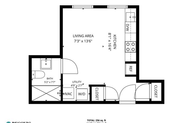 Studio, 1 bath, 268 sqft, $1,550, Unit 103