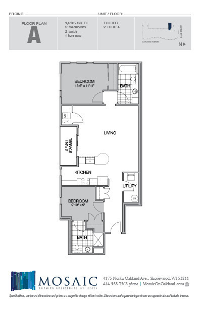 2 beds, 2 baths, 1,205 sqft, $1,875, Unit 201