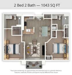 2 beds, 2 baths, 1,043 sqft, $2,038