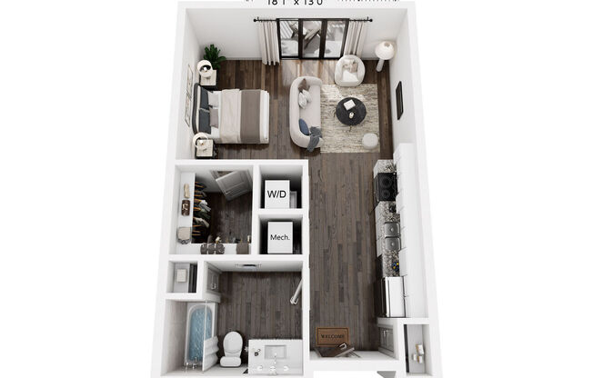 Studio, 1 bath, 551 sqft, $1,403