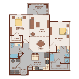 2 beds, 2 baths, 1,202 sqft, $1,493