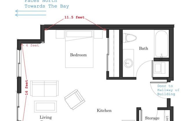 Studio, 1 bath, 536 sqft, $1,425, Unit 304