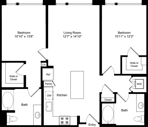 2 beds, 2 baths, 1,072 sqft, $3,765, Unit 3205