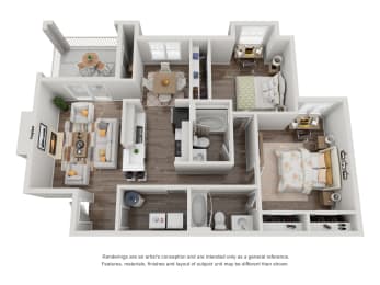 2 beds, 2 baths, 1,032 sqft, $1,365