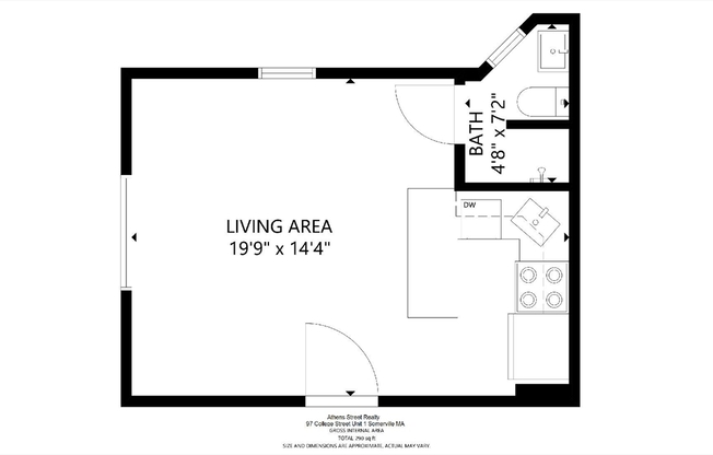 Studio, 1 bath, 290 sqft, $2,175, Unit 1