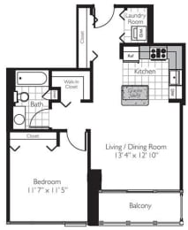 1 bed, 1 bath, 670 sqft, $2,768