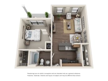 1 bed, 1 bath, 667 sqft, $1,625