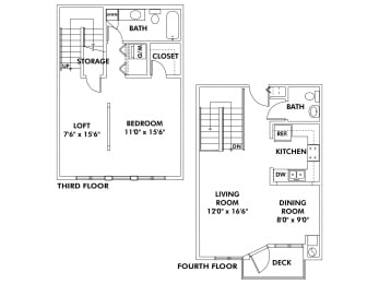 1 bed, 1.5 baths, 1,120 sqft, $2,075