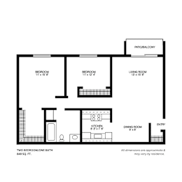 2 beds, 1 bath, 848 sqft, $1,445