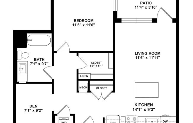 1 bed, 1 bath, 848 sqft, $2,495