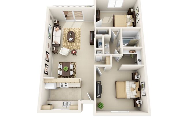 2 beds, 1 bath, 844 sqft, $2,075, Unit 416