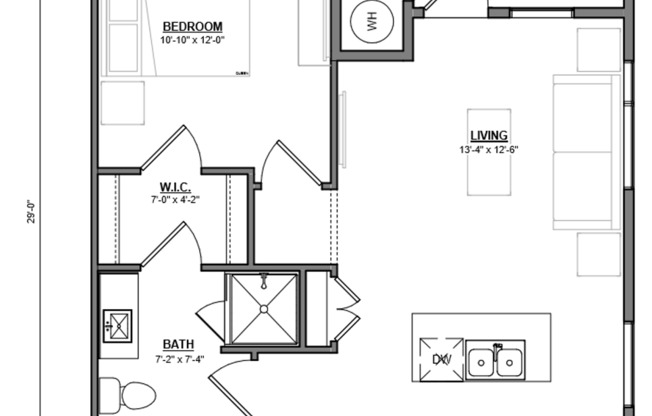 1 bed, 1 bath, 668 sqft, $1,600, Unit 411