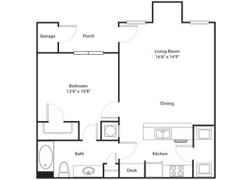 1 bed, 1 bath, 677 sqft, $1,089