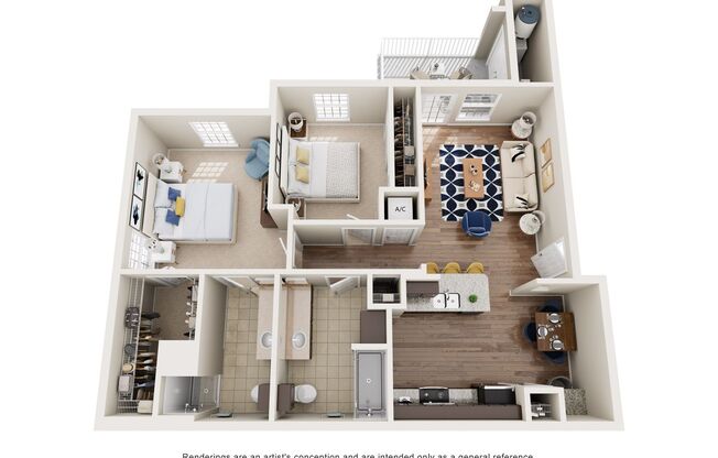 2 beds, 2 baths, 990 sqft, $1,205, Unit 6204