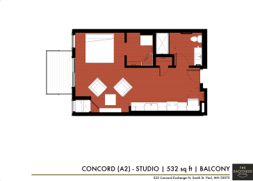 Studio, 1 bath, 532 sqft, $1,395