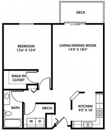 1 bed, 1 bath, 870 sqft, $1,253