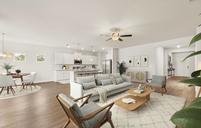 a living room with a couch and a table