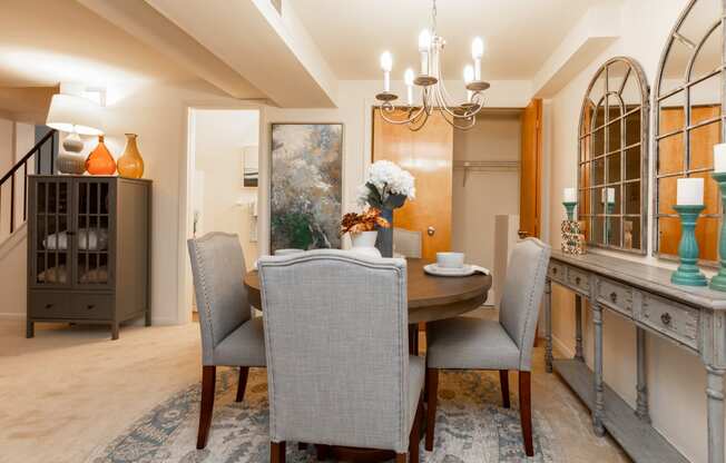 Spacious and bright Spring Hill Townhome dining room with storage at Spring Hill Apartments & Townhomes, Baltimore Maryland