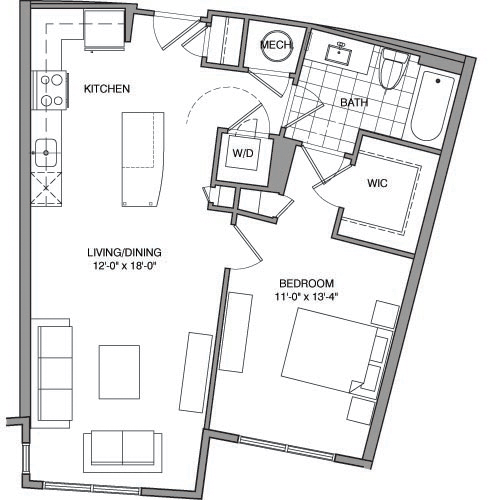 1 bed, 1 bath, 716 sqft, $2,422, Unit 502