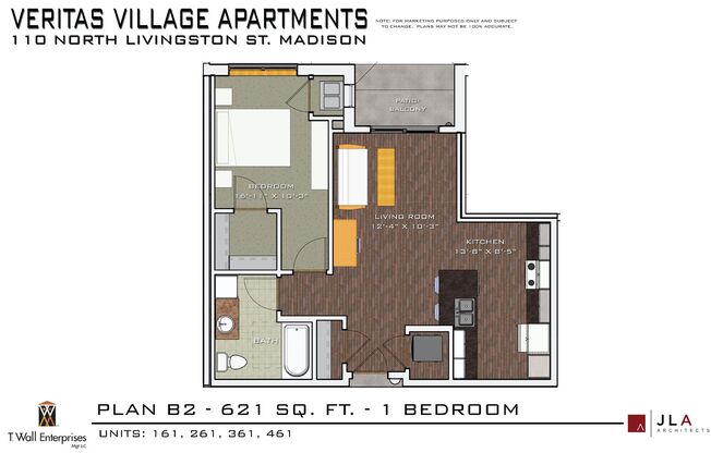 1 bed, 1 bath, 621 sqft, $1,789, Unit 261