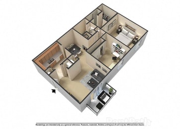 2 beds, 2 baths, 1,072 sqft, $1,221