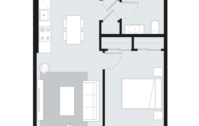 1 bed, 1 bath, 590 sqft, $1,395, Unit N-403