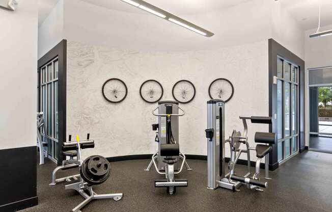 fitness center with weight machines