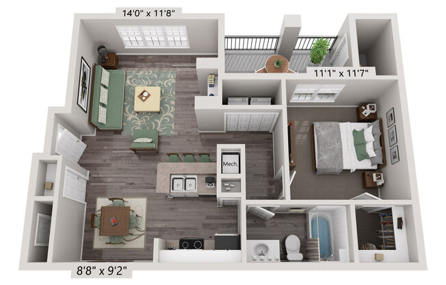 1 bed, 1 bath, 689 sqft, $1,086