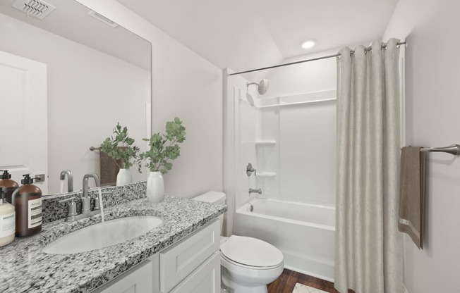 a bathroom with a sink and a toilet and a shower