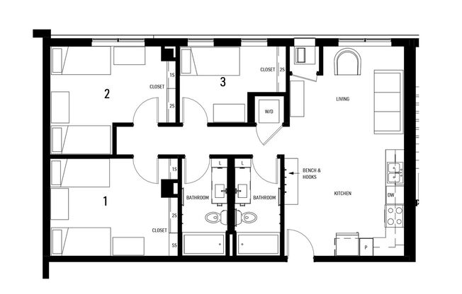 3 beds, 2 baths, 1,015 sqft, $2,355, Unit 206
