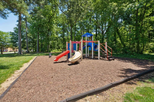 childrens playground with slides in a park