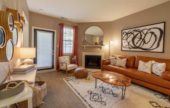 Fireplace in living room at The Reserve at Williams Glen Apartments, 2201 Williams Glen Blvd, Indiana