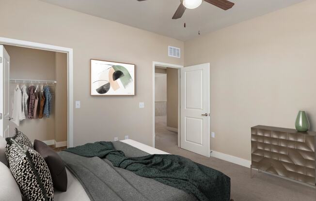 our apartments offer a bedroom with a closet and a ceiling fan