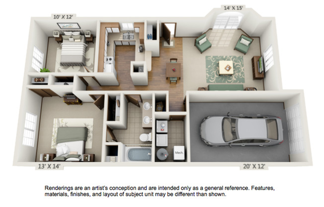 2 beds, 1 bath, 1,207 sqft, $1,745, Unit 04  2390