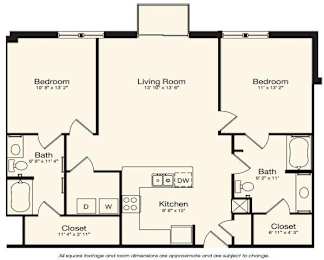 2 beds, 2 baths, 1,137 sqft, $2,278