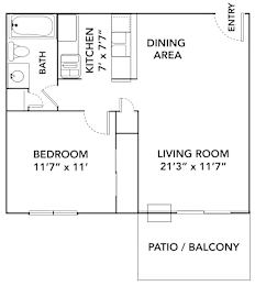 1 bed, 1 bath, 572 sqft, $730